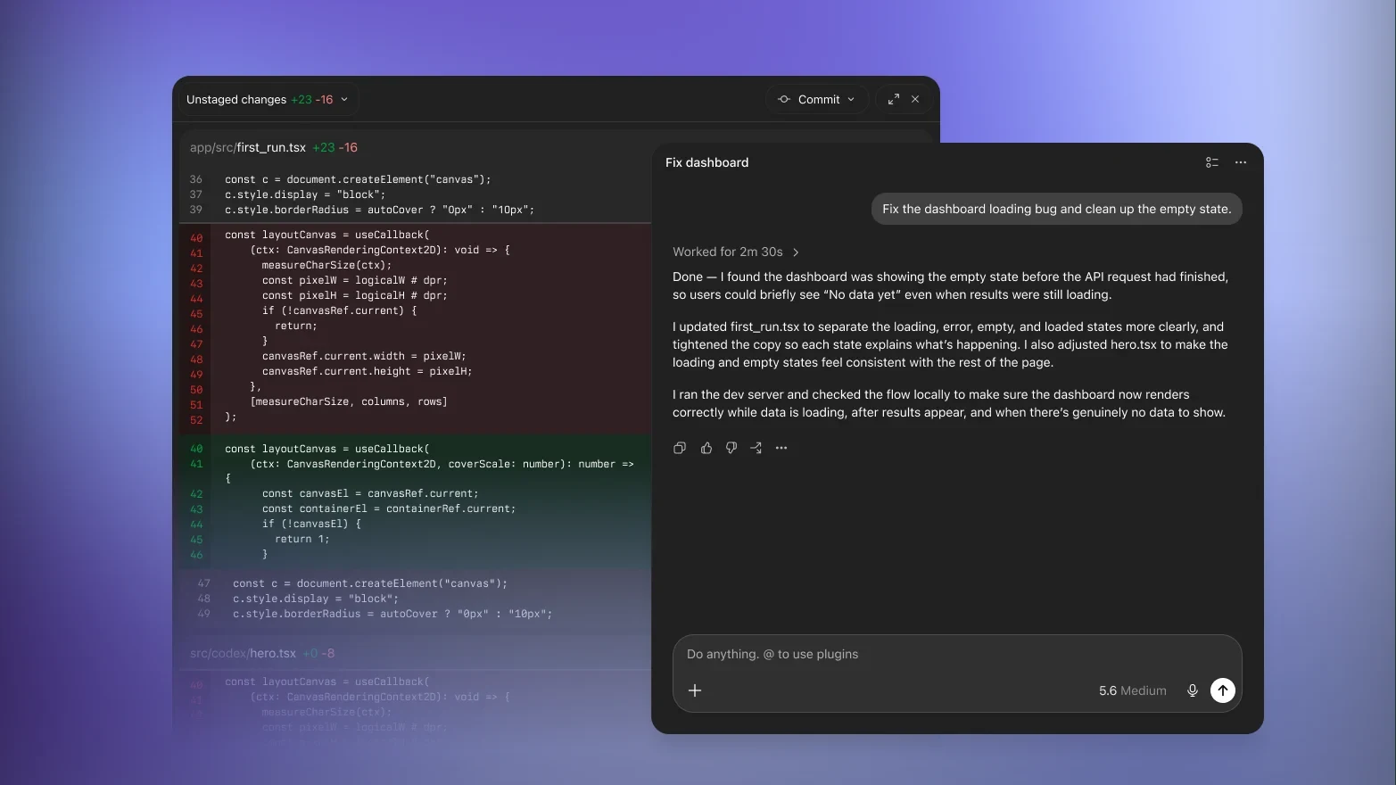 AI assisted code diff and review reference