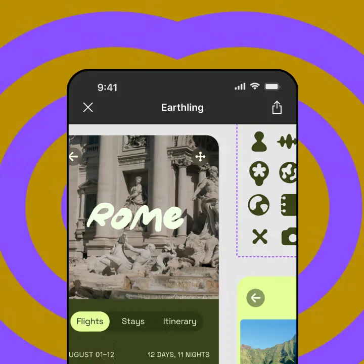 Mobile interface composition reference with layered UI
